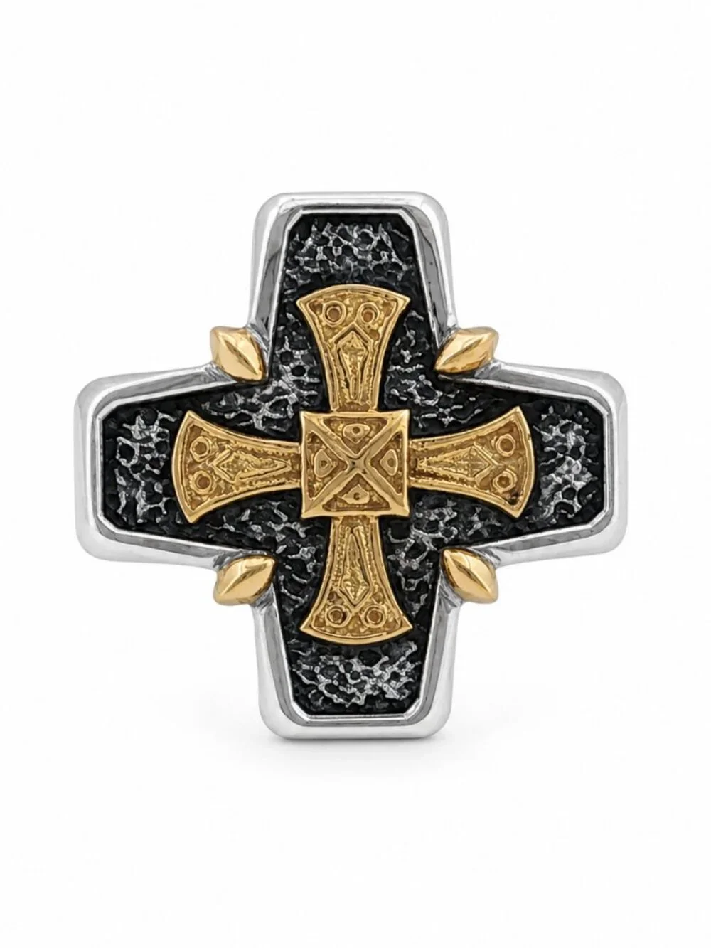 KONSTANTINO 925 Sterling Silver & 18K Gold Starvros Cross Ring Size 10